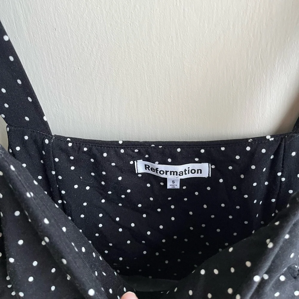 Reformation Suvi knit polka dot dress midi Selene - Picture 3 of 8